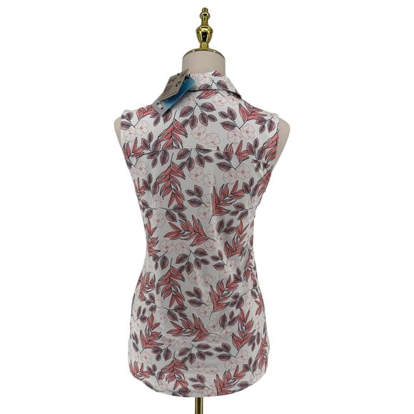 PUMA Cloudspun Golf Polo Shirt Women’s SMALL Flora Sleeveless White Pink 535514 - Picture 8 of 14